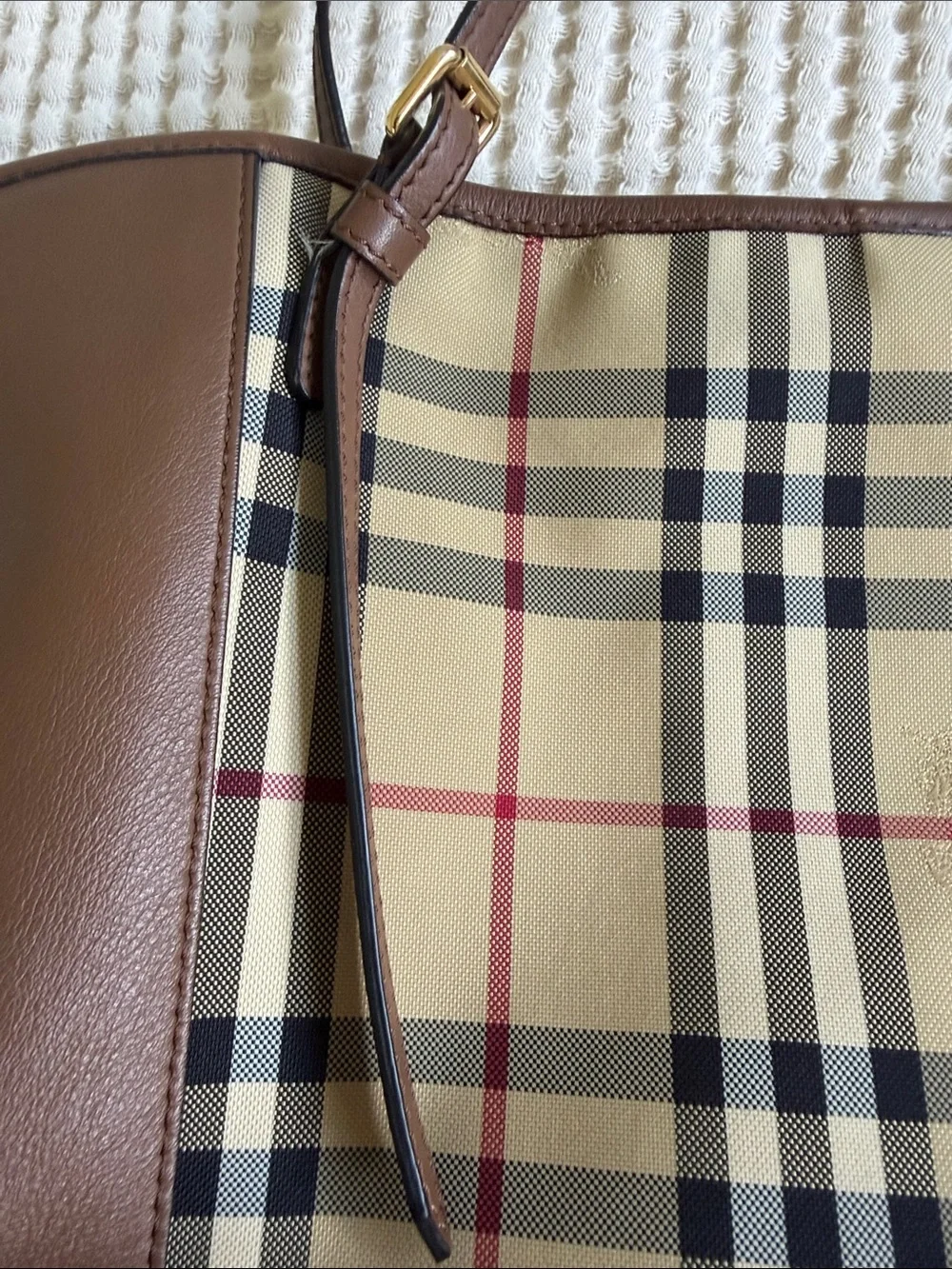 Burberry Authentic Classic Brown Plaid Tote Bag